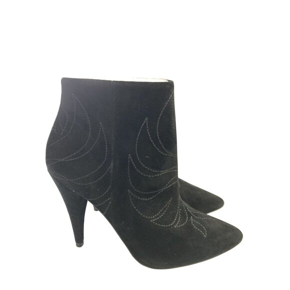 Aldo dinoto Women's Size 6 Black Suede Embroidered Design Ankle Booties NWB - Picture 5 of 9